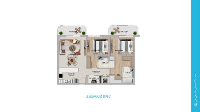 Yas Living Yas Island | Hero Real Estate 32 2-Bedroom Apartments 3