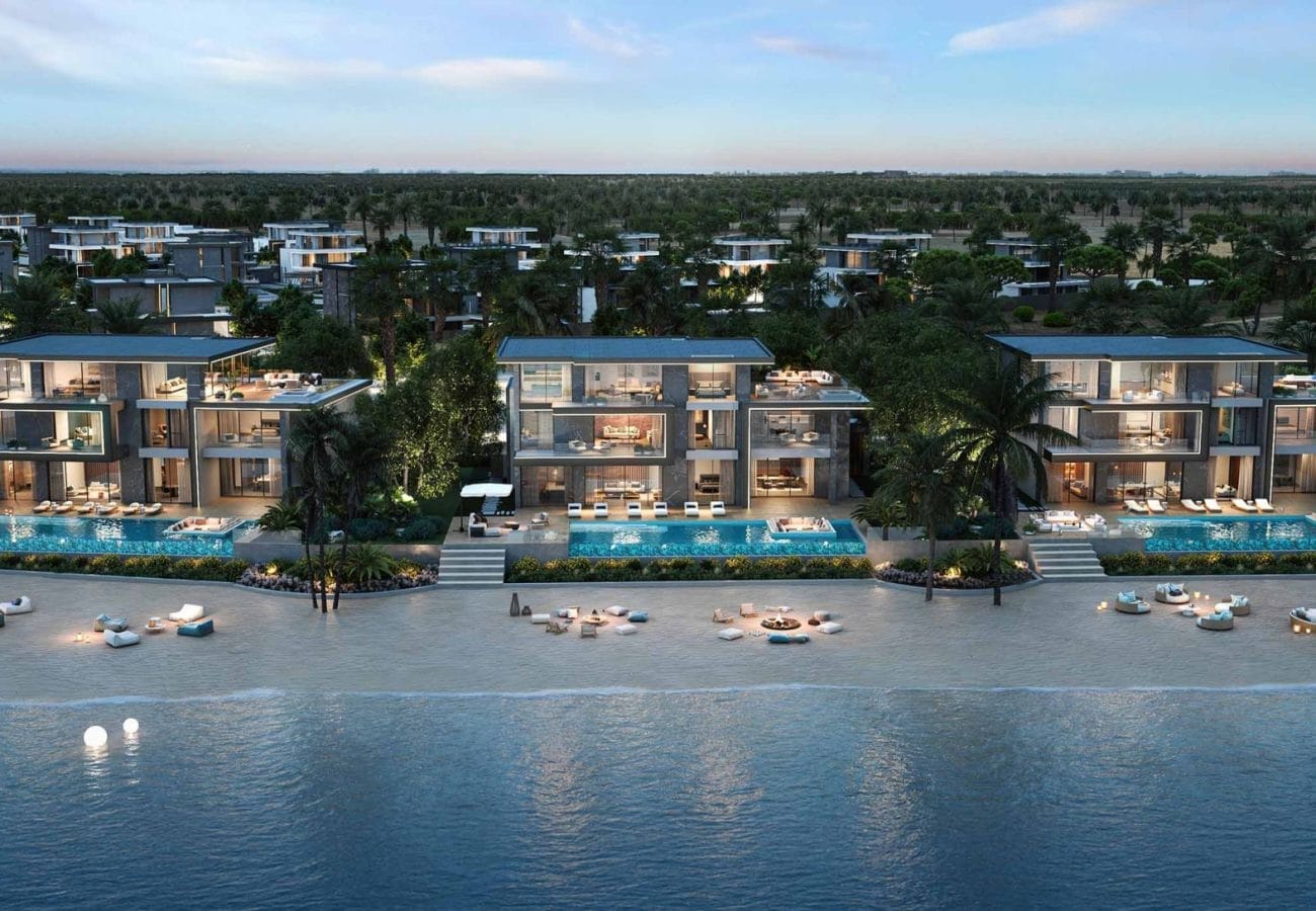 aerial view beachfront mansions