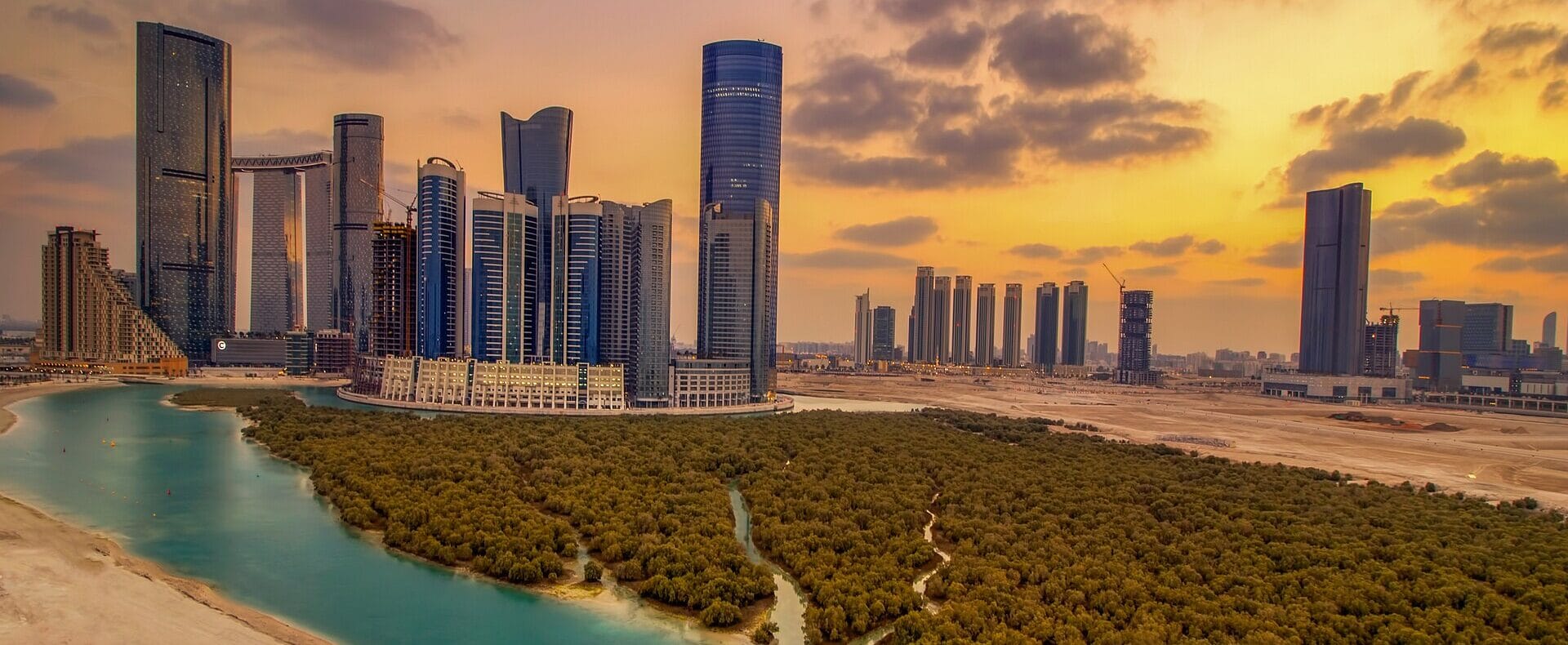 a view of properties for sale and rent in reem island with mangrove