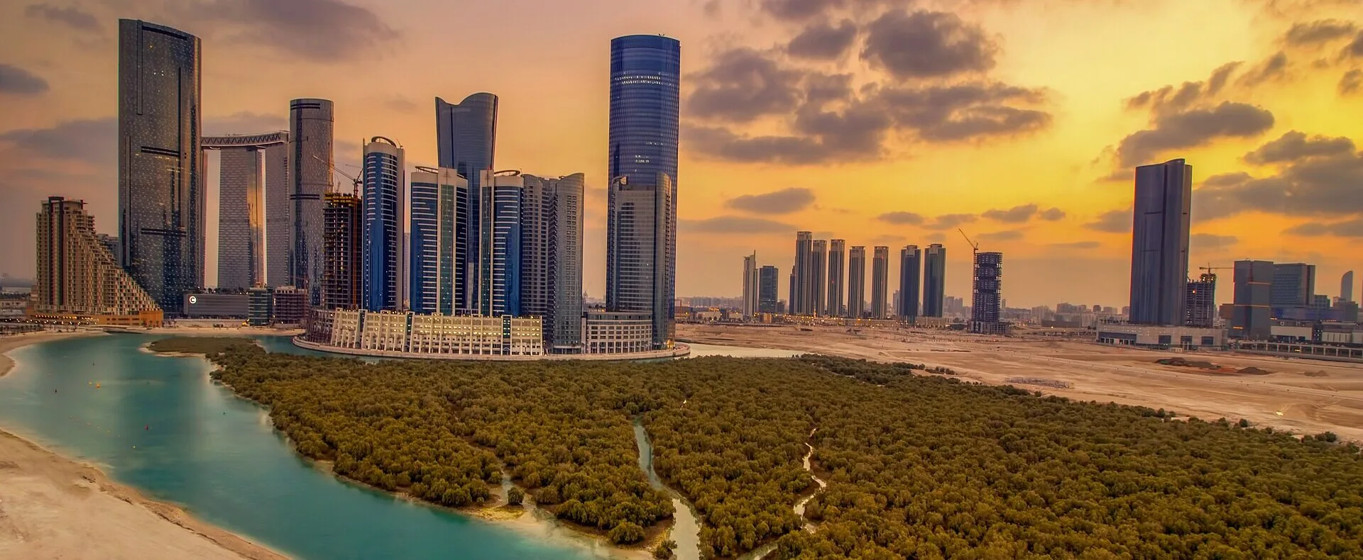 a view of properties for sale and rent in reem island with mangrove