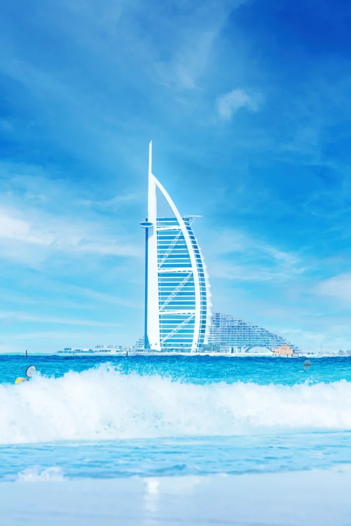 burj al arab hotel in dubai uae view from the sea 2026 01 09 08 02 18 utc