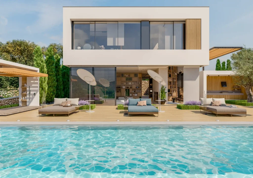 Modern villa with pool and loungers for Villas for Rent in Abu Dhabi