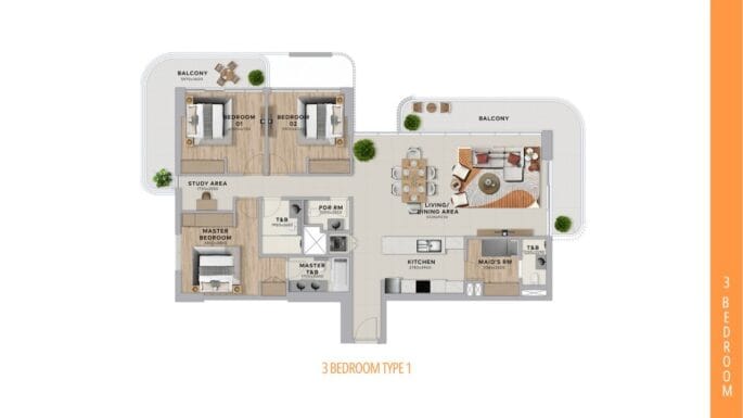 Yas Living Yas Island | Hero Real Estate 35 3-Bedroom Apartments