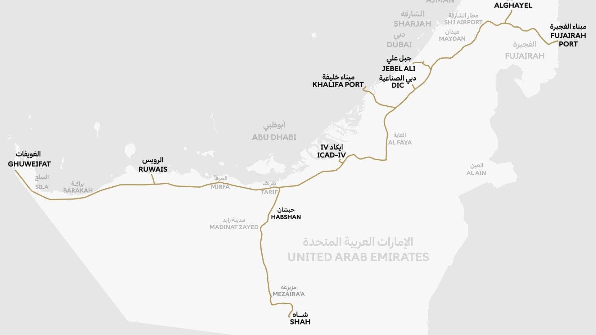New Web Map p Etihad Rail Abu Dhabi to Dubai