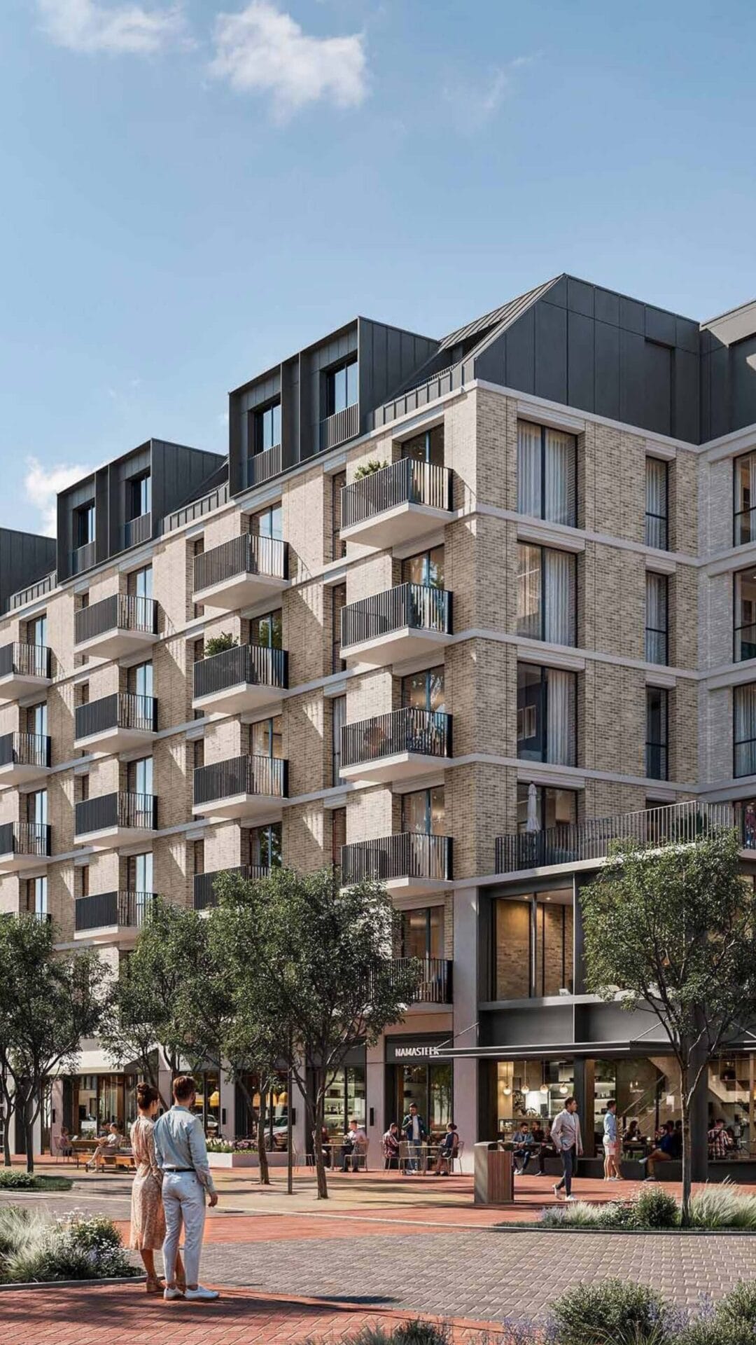 park residences building facade and downtown area