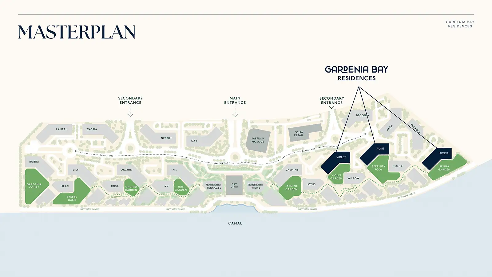 Gardenia Bay Abu Dhabi masterplan layout